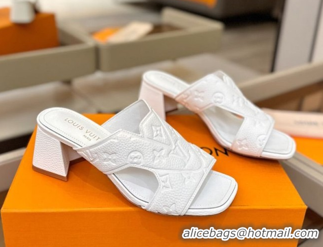 Most Popular Louis Vuitton Grained Leather Heel Slides Sandal 5.5cm Blue 2026 LV030301