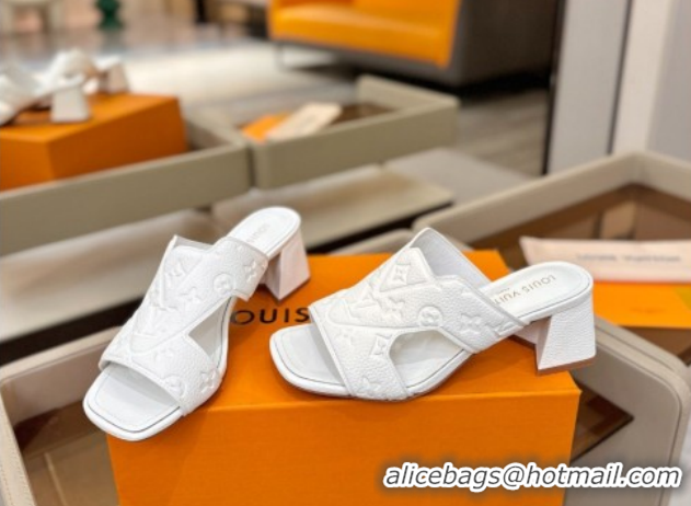 Most Popular Louis Vuitton Grained Leather Heel Slides Sandal 5.5cm Blue 2026 LV030301