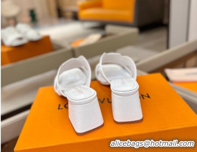 Most Popular Louis Vuitton Grained Leather Heel Slides Sandal 5.5cm Blue 2026 LV030301