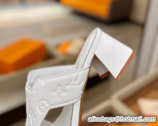 Most Popular Louis Vuitton Grained Leather Heel Slides Sandal 5.5cm Blue 2026 LV030301