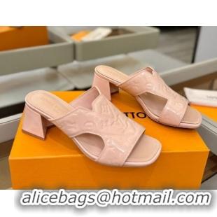 Best Product Louis Vuitton Patent Leather Heel Slides Sandal 5.5cm Light Pink 2026 LV030301