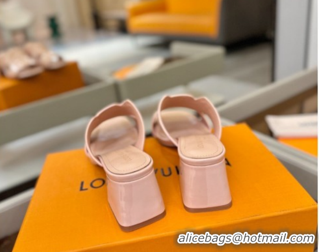 Best Product Louis Vuitton Patent Leather Heel Slides Sandal 5.5cm Light Pink 2026 LV030301