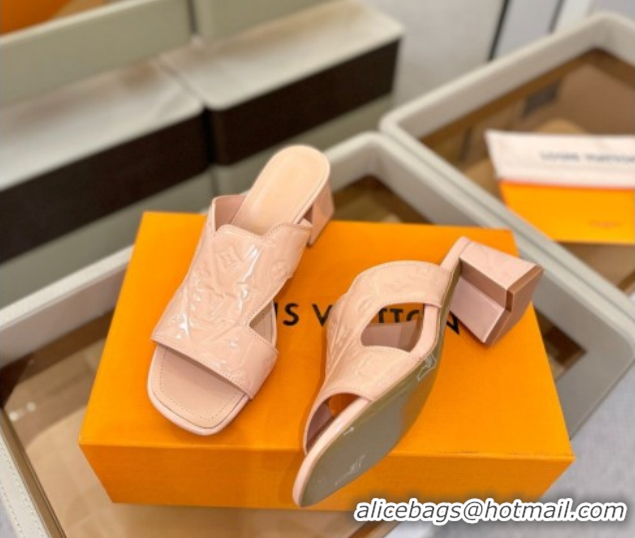 Best Product Louis Vuitton Patent Leather Heel Slides Sandal 5.5cm Light Pink 2026 LV030301