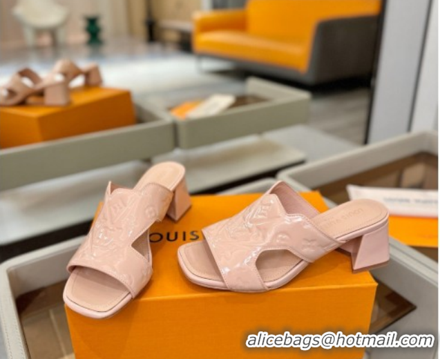 Best Product Louis Vuitton Patent Leather Heel Slides Sandal 5.5cm Light Pink 2026 LV030301