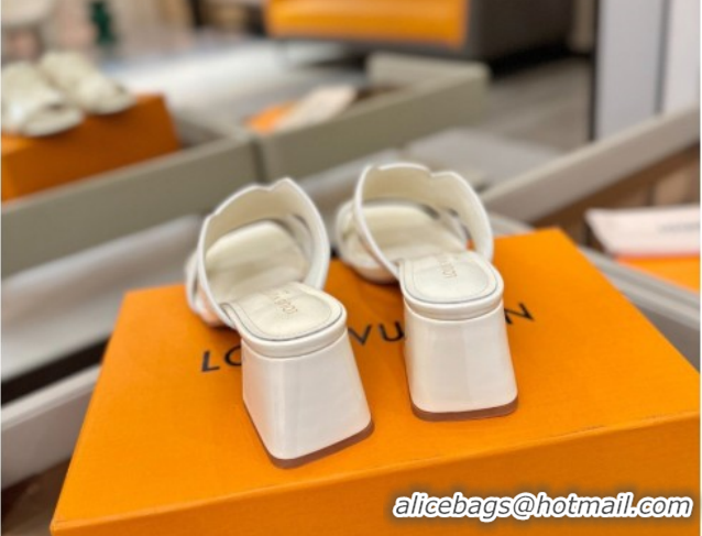 Pretty Style Louis Vuitton Patent Leather Heel Slides Sandal 5.5cm White 2026 LV030301