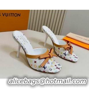 Good Quality Louis Vuitton LV x TM 6AM Heel Slides Sandal 9cm with Bow White 2026 1AJSD9