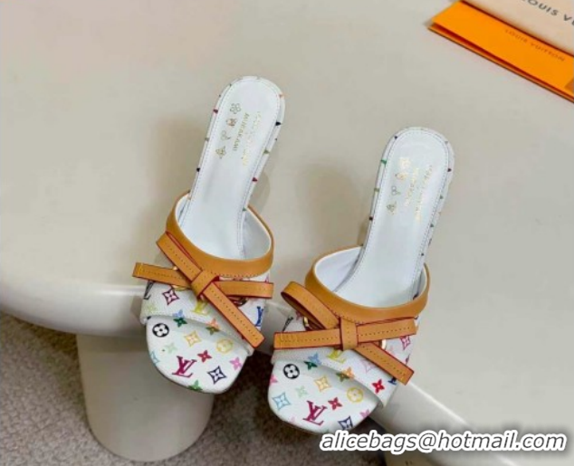 Good Quality Louis Vuitton LV x TM 6AM Heel Slides Sandal 9cm with Bow White 2026 1AJSD9