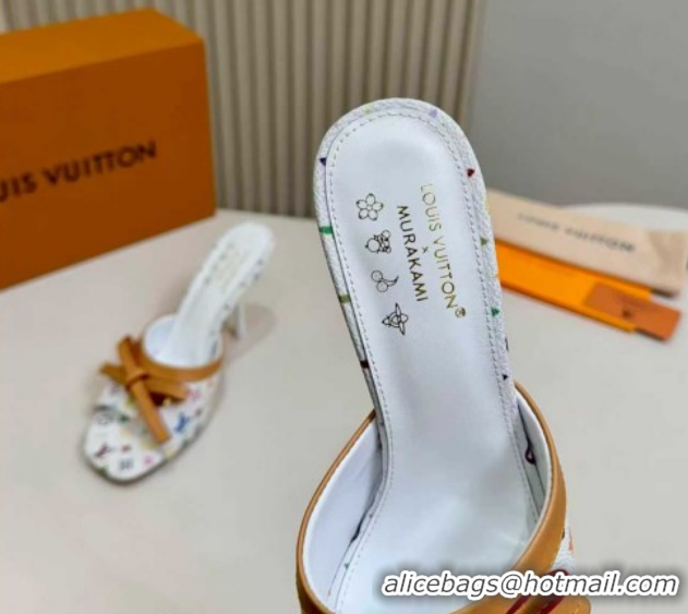 Good Quality Louis Vuitton LV x TM 6AM Heel Slides Sandal 9cm with Bow White 2026 1AJSD9