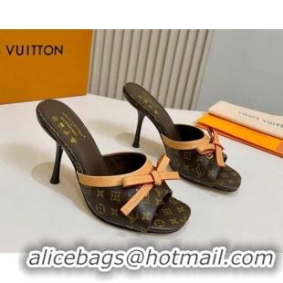 Top Grade Louis Vuitton 6AM Heel Slides Sandal 9cm with Bow Monogram 2026 1AJSD9