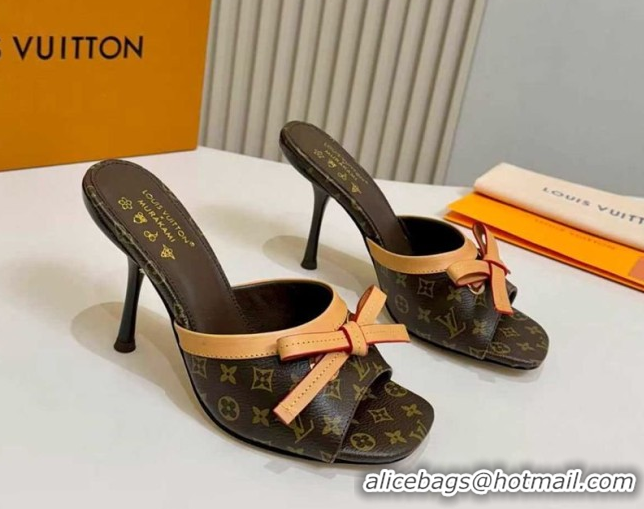 Top Grade Louis Vuitton 6AM Heel Slides Sandal 9cm with Bow Monogram 2026 1AJSD9