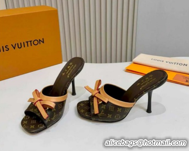 Top Grade Louis Vuitton 6AM Heel Slides Sandal 9cm with Bow Monogram 2026 1AJSD9