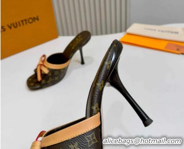 Top Grade Louis Vuitton 6AM Heel Slides Sandal 9cm with Bow Monogram 2026 1AJSD9