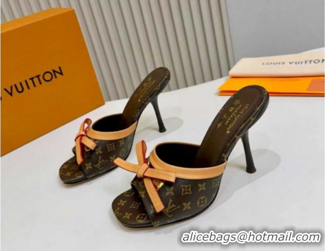 Top Grade Louis Vuitton 6AM Heel Slides Sandal 9cm with Bow Monogram 2026 1AJSD9