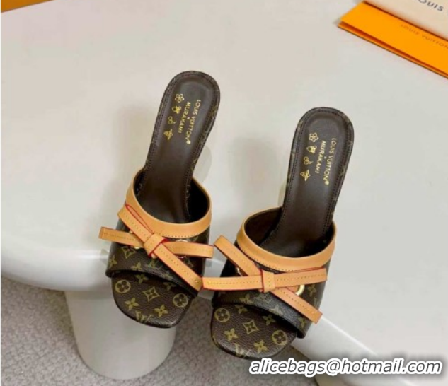 Top Grade Louis Vuitton 6AM Heel Slides Sandal 9cm with Bow Monogram 2026 1AJSD9