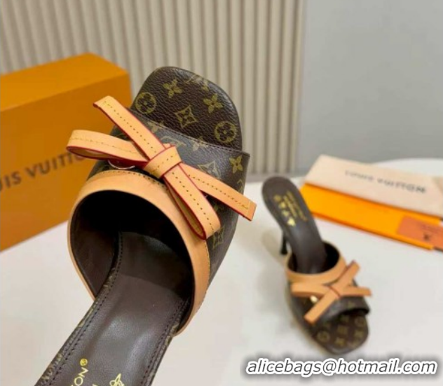 Top Grade Louis Vuitton 6AM Heel Slides Sandal 9cm with Bow Monogram 2026 1AJSD9