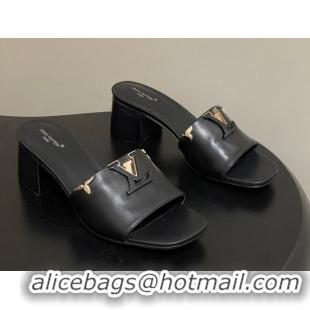 Top Design Louis Vuitton LV Mare Heel Slides Sandal 4.5cm Black 2026 1AITQM