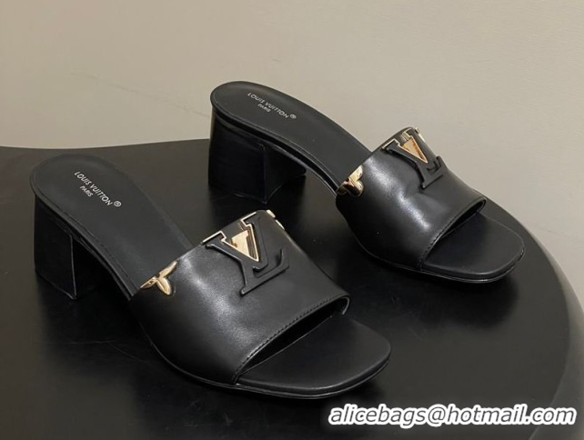 Top Design Louis Vuitton LV Mare Heel Slides Sandal 4.5cm Black 2026 1AITQM