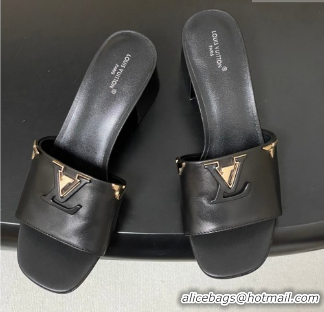 Top Design Louis Vuitton LV Mare Heel Slides Sandal 4.5cm Black 2026 1AITQM