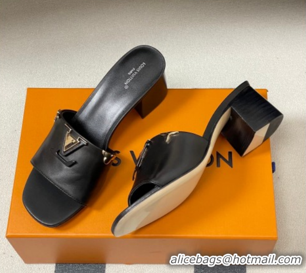 Top Design Louis Vuitton LV Mare Heel Slides Sandal 4.5cm Black 2026 1AITQM