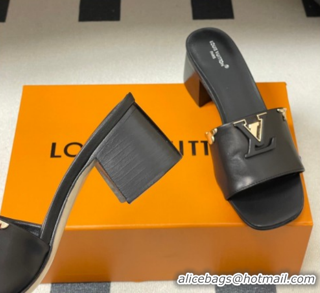 Top Design Louis Vuitton LV Mare Heel Slides Sandal 4.5cm Black 2026 1AITQM
