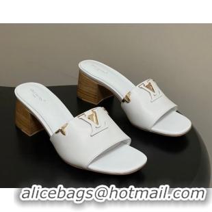Low Price Louis Vuitton LV Mare Heel Slides Sandal 4.5cm White 2026 1AITQM