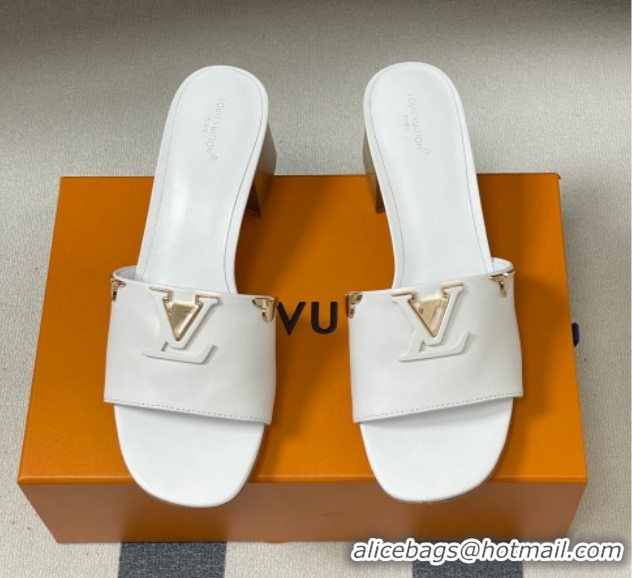 Low Price Louis Vuitton LV Mare Heel Slides Sandal 4.5cm White 2026 1AITQM