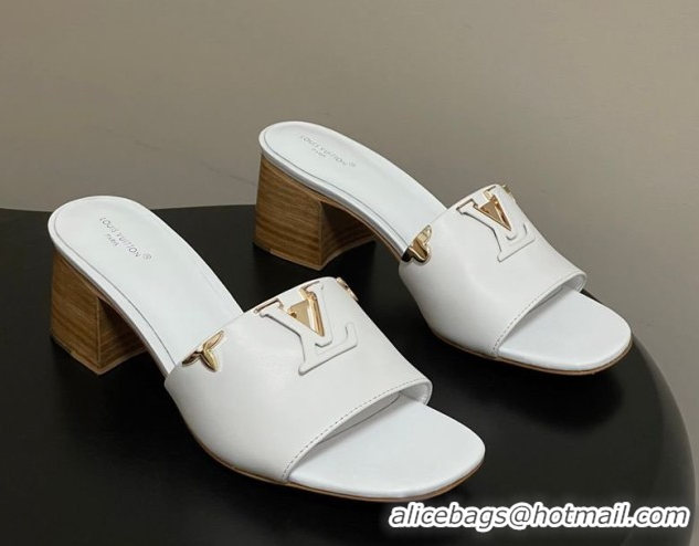 Low Price Louis Vuitton LV Mare Heel Slides Sandal 4.5cm White 2026 1AITQM