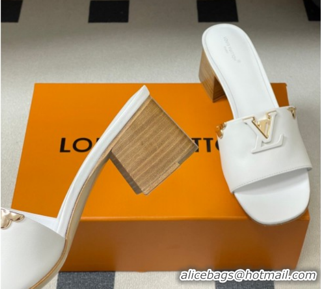 Low Price Louis Vuitton LV Mare Heel Slides Sandal 4.5cm White 2026 1AITQM