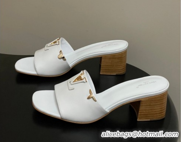 Low Price Louis Vuitton LV Mare Heel Slides Sandal 4.5cm White 2026 1AITQM
