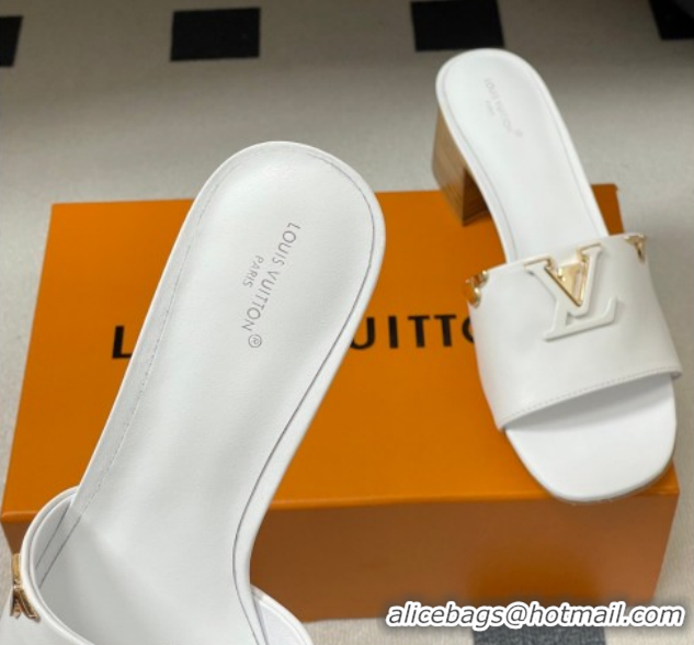 Low Price Louis Vuitton LV Mare Heel Slides Sandal 4.5cm White 2026 1AITQM