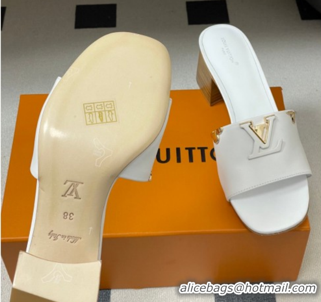 Low Price Louis Vuitton LV Mare Heel Slides Sandal 4.5cm White 2026 1AITQM