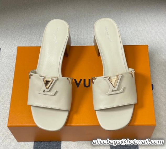 Cheap Price Louis Vuitton LV Mare Heel Slides Sandal 4.5cm Grey 2026 1AITQM