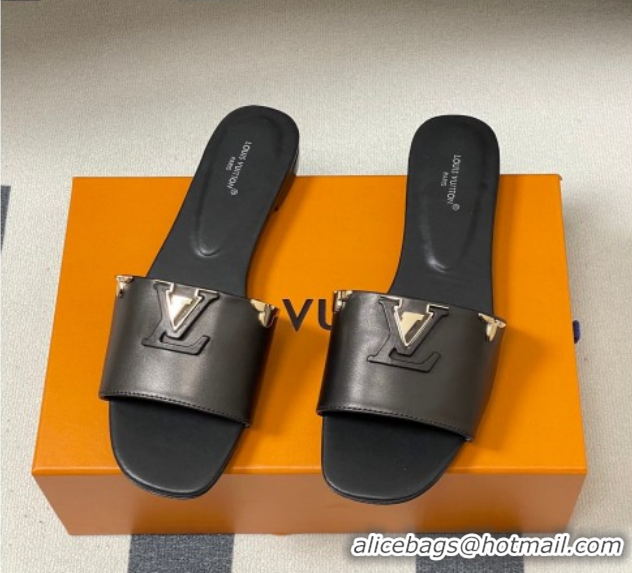 Shop Duplicate Louis Vuitton LV Mare Flat Slides Sandal Black 2026 1AITQM