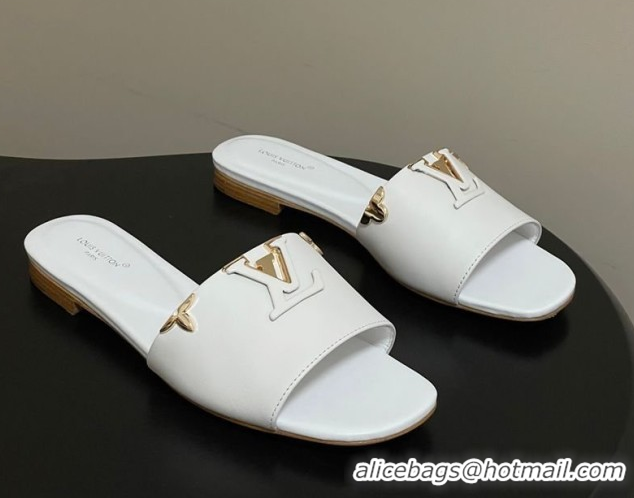 Best Grade Louis Vuitton LV Mare Flat Slides Sandal White 2026 1AITQM