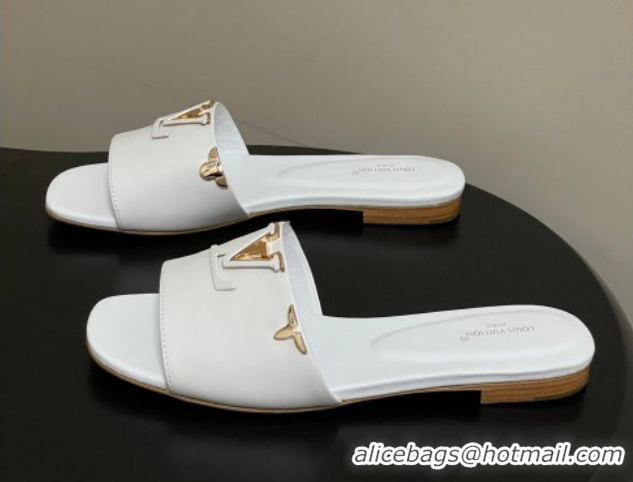 Best Grade Louis Vuitton LV Mare Flat Slides Sandal White 2026 1AITQM