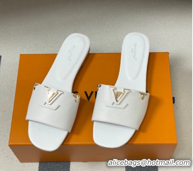 Best Grade Louis Vuitton LV Mare Flat Slides Sandal White 2026 1AITQM