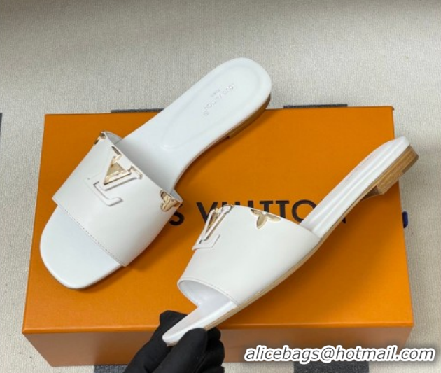 Best Grade Louis Vuitton LV Mare Flat Slides Sandal White 2026 1AITQM