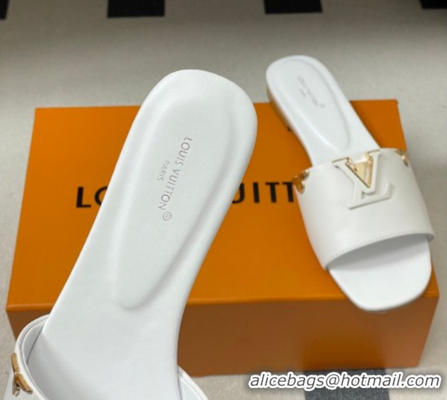 Best Grade Louis Vuitton LV Mare Flat Slides Sandal White 2026 1AITQM