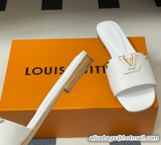 Best Grade Louis Vuitton LV Mare Flat Slides Sandal White 2026 1AITQM