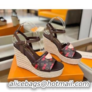 Charming Louis Vuitton Helios Wedge Sandals 11cm in Monogram/Red Cherry 2026 1AHLOA