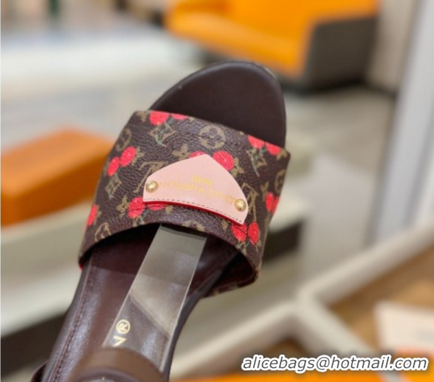 Charming Louis Vuitton Helios Wedge Sandals 11cm in Monogram/Red Cherry 2026 1AHLOA