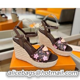 Good Quality Louis Vuitton Helios Wedge Sandals 11cm in Monogram/Pink Cherry 2026 1AHLOA