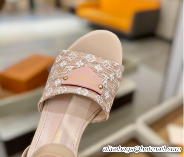 Low Price Louis Vuitton Helios Wedge Sandals 11cm in Monogram Straw-Like Pink 2026 1AHLOA