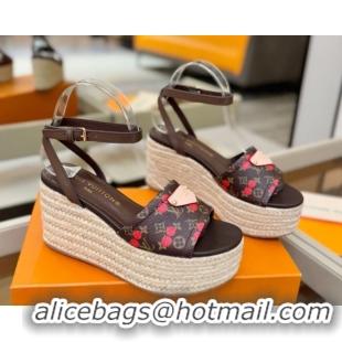 Perfect Louis Vuitton Helios Platform Sandals 9cm Monogram/Red Cherry 2026 1AHLOA