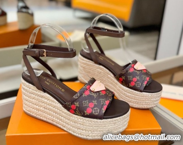 Perfect Louis Vuitton Helios Platform Sandals 9cm Monogram/Red Cherry 2026 1AHLOA