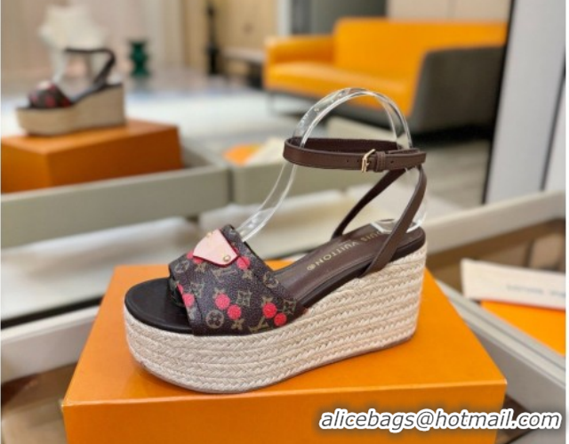 Perfect Louis Vuitton Helios Platform Sandals 9cm Monogram/Red Cherry 2026 1AHLOA