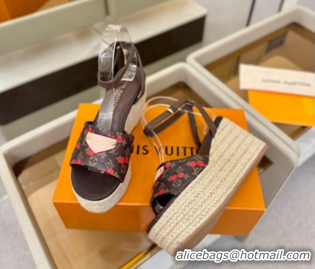 Perfect Louis Vuitton Helios Platform Sandals 9cm Monogram/Red Cherry 2026 1AHLOA