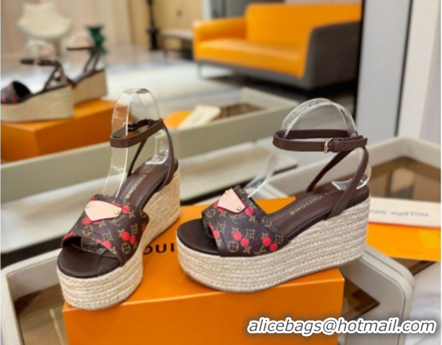 Perfect Louis Vuitton Helios Platform Sandals 9cm Monogram/Red Cherry 2026 1AHLOA