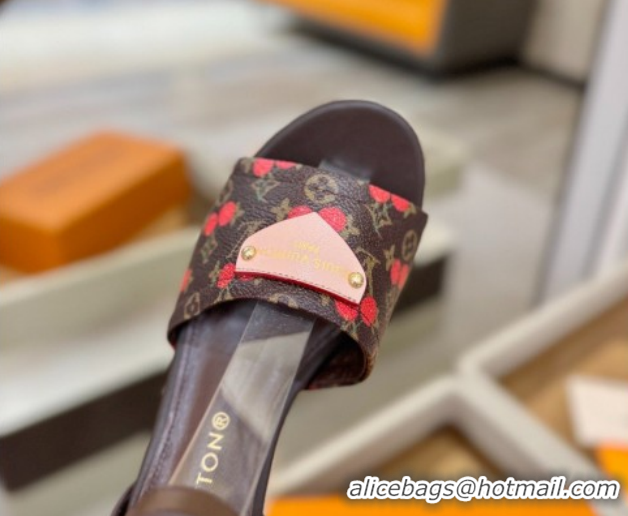 Perfect Louis Vuitton Helios Platform Sandals 9cm Monogram/Red Cherry 2026 1AHLOA
