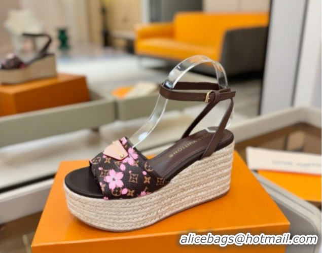 Best Grade Louis Vuitton Helios Platform Sandals 9cm Monogram/Pink Bloom 2026 1AHLOA